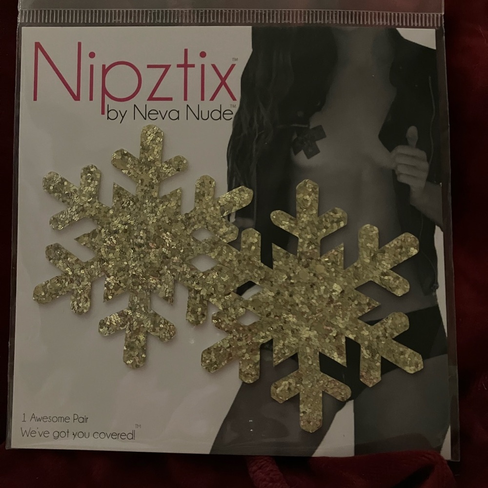 Nipztix Gold Glittery Snowflake Holiday Braless Nipple Covers